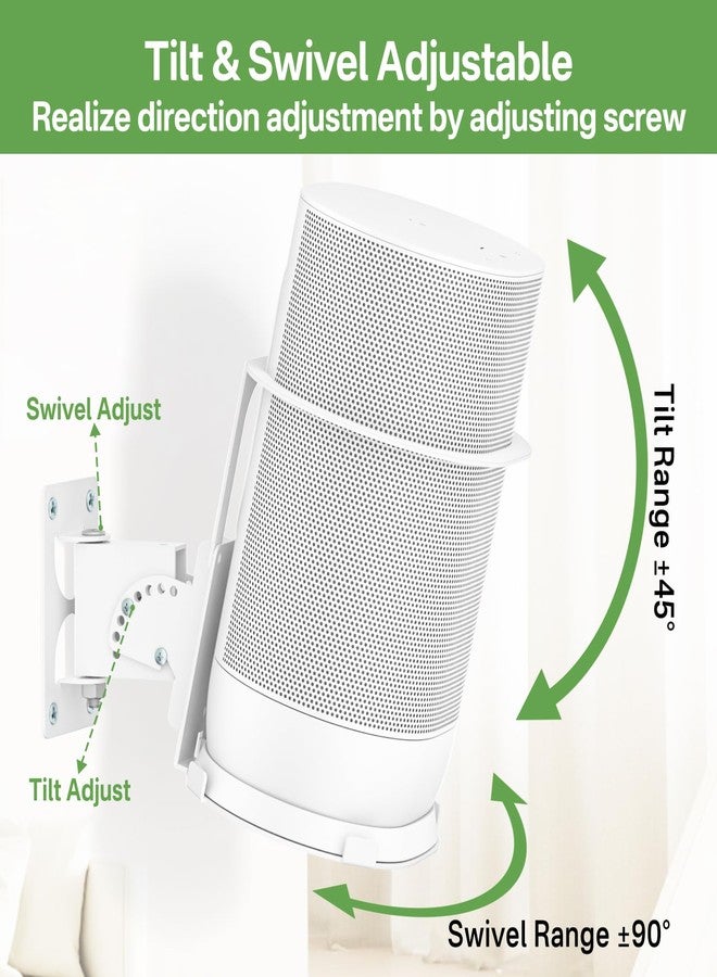 Yibracki Protective Metal Speaker Mount for Sonos Move and Sonos Move 2 Wall Mount with Tilt & Swivel Adjustment Speaker Wall Mount Hook for Sonos Move 2 Mount Bracket of Indoor/Outdoor Usage, White - Image 3